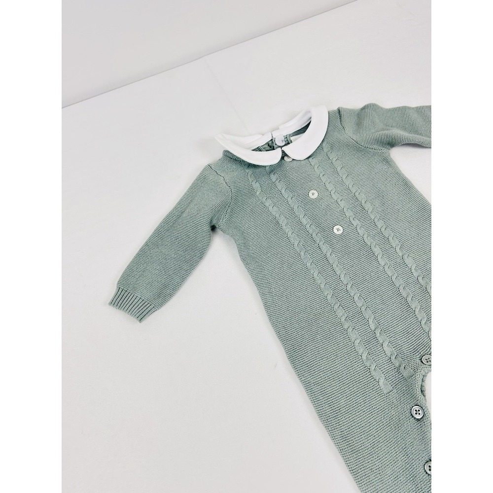 Edgehill Collection Newborn Knit Romper Sage Green - Picture 4 of 8